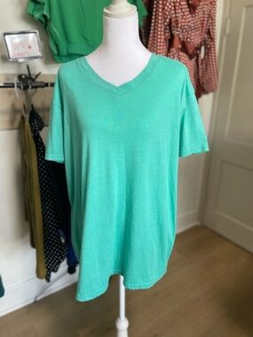 V-Neck Tee in Aqua Green